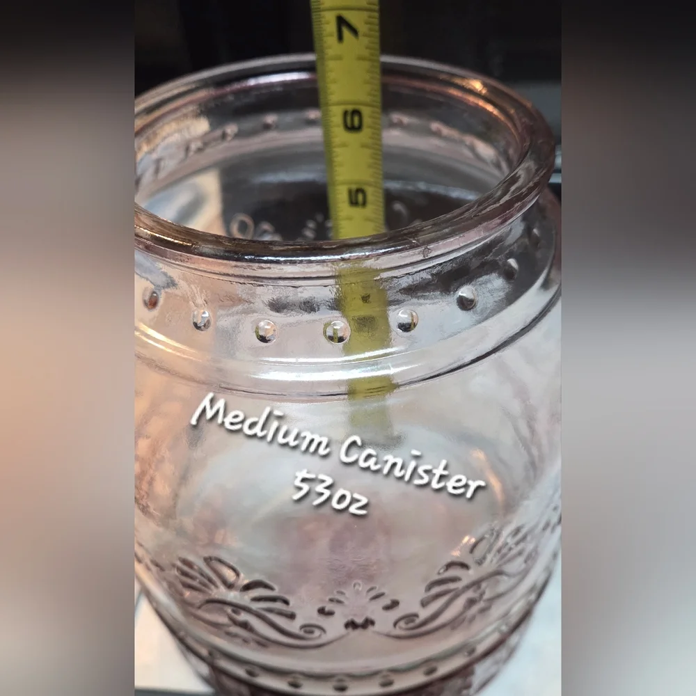 The Pioneer Woman Pink Rose Cassie Glass Medium Canister 7